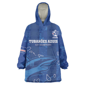 Custom Cape Verde Football Kid Wearable Blanket Hoodie Go Champions Tubaroes Azuis