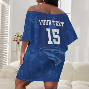 Custom Cape Verde Football Off Shoulder Short Dress Go Champions Tubaroes Azuis