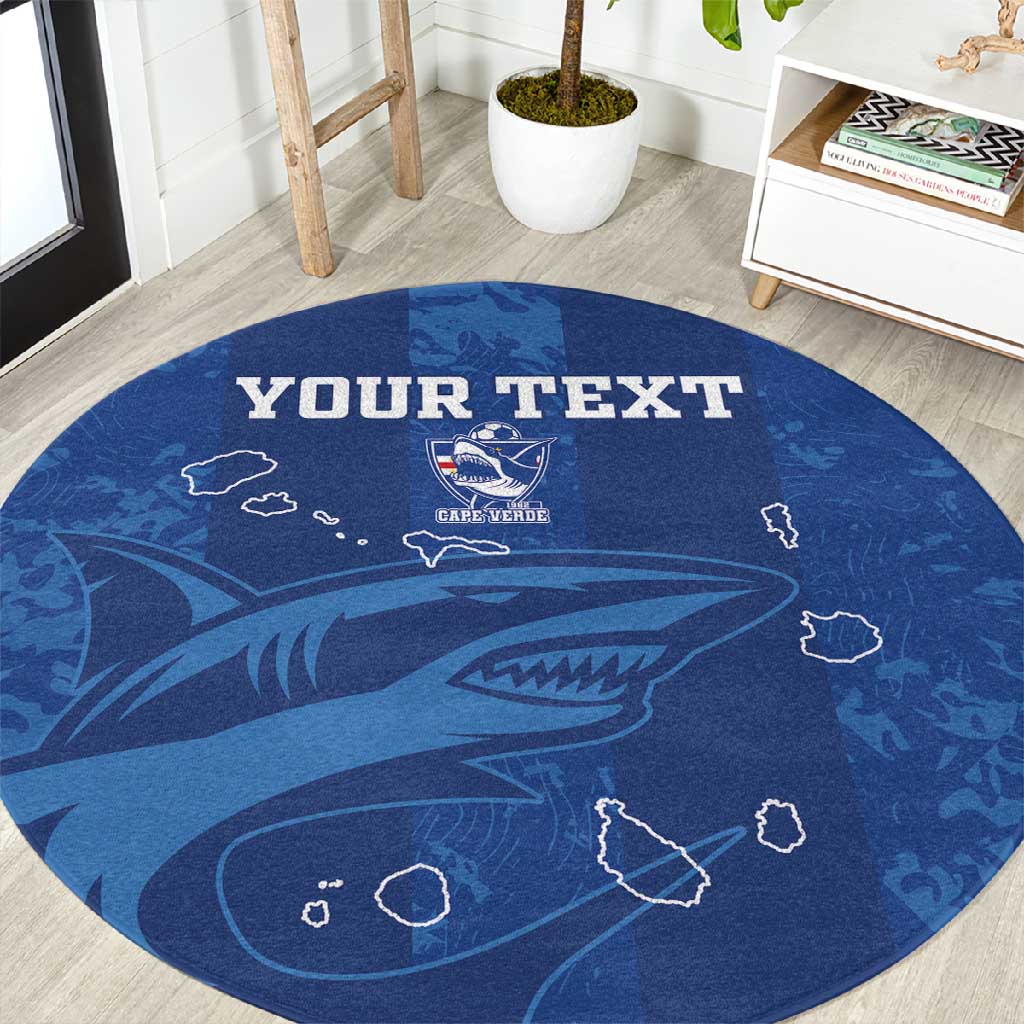 Custom Cape Verde Football Round Carpet Go Champions Tubaroes Azuis