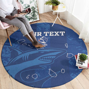 Custom Cape Verde Football Round Carpet Go Champions Tubaroes Azuis