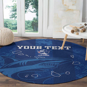 Custom Cape Verde Football Round Carpet Go Champions Tubaroes Azuis