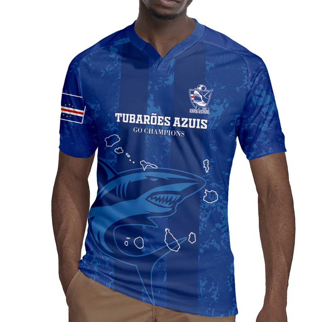 Custom Cape Verde Football Rugby Jersey Go Champions Tubaroes Azuis