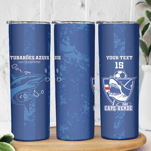 Custom Cape Verde Football Skinny Tumbler Go Champions Tubaroes Azuis