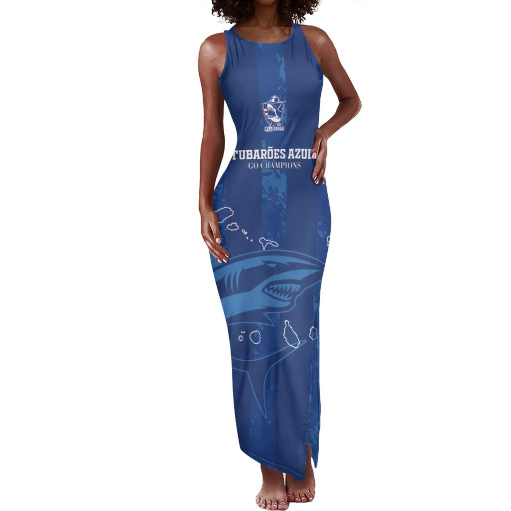 Custom Cape Verde Football Tank Maxi Dress Go Champions Tubaroes Azuis