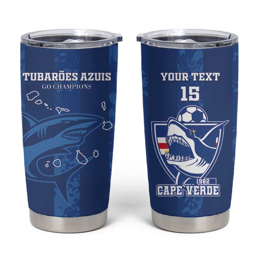 Custom Cape Verde Football Tumbler Cup Go Champions Tubaroes Azuis