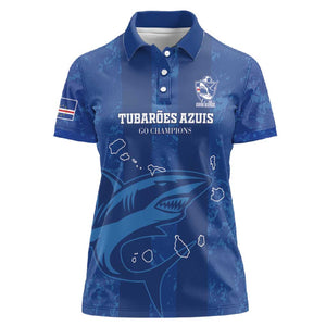 Custom Cape Verde Football Women Polo Shirt Go Champions Tubaroes Azuis