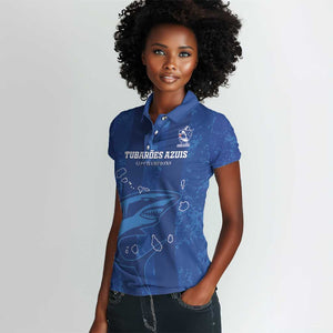 Custom Cape Verde Football Women Polo Shirt Go Champions Tubaroes Azuis