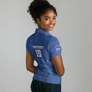 Custom Cape Verde Football Women Polo Shirt Go Champions Tubaroes Azuis