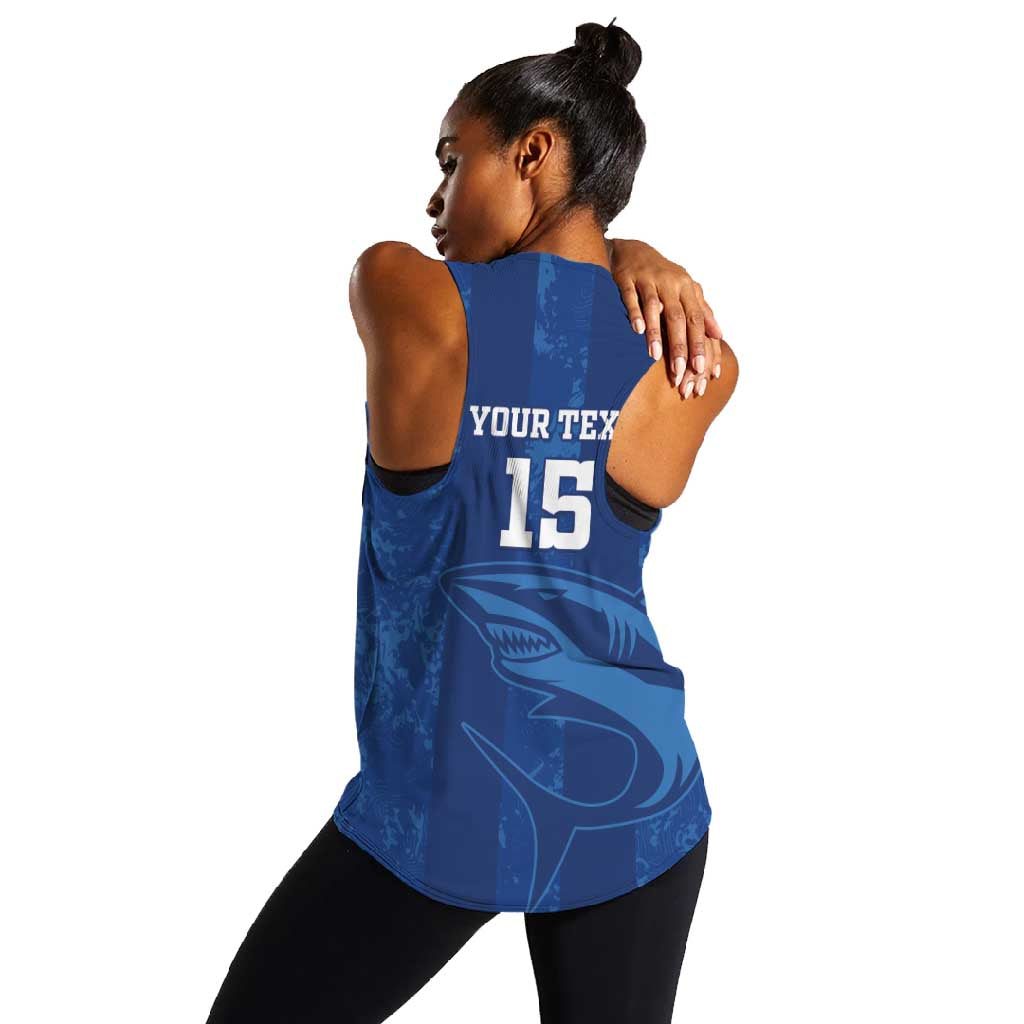 Custom Cape Verde Football Women Racerback Tank Go Champions Tubaroes Azuis