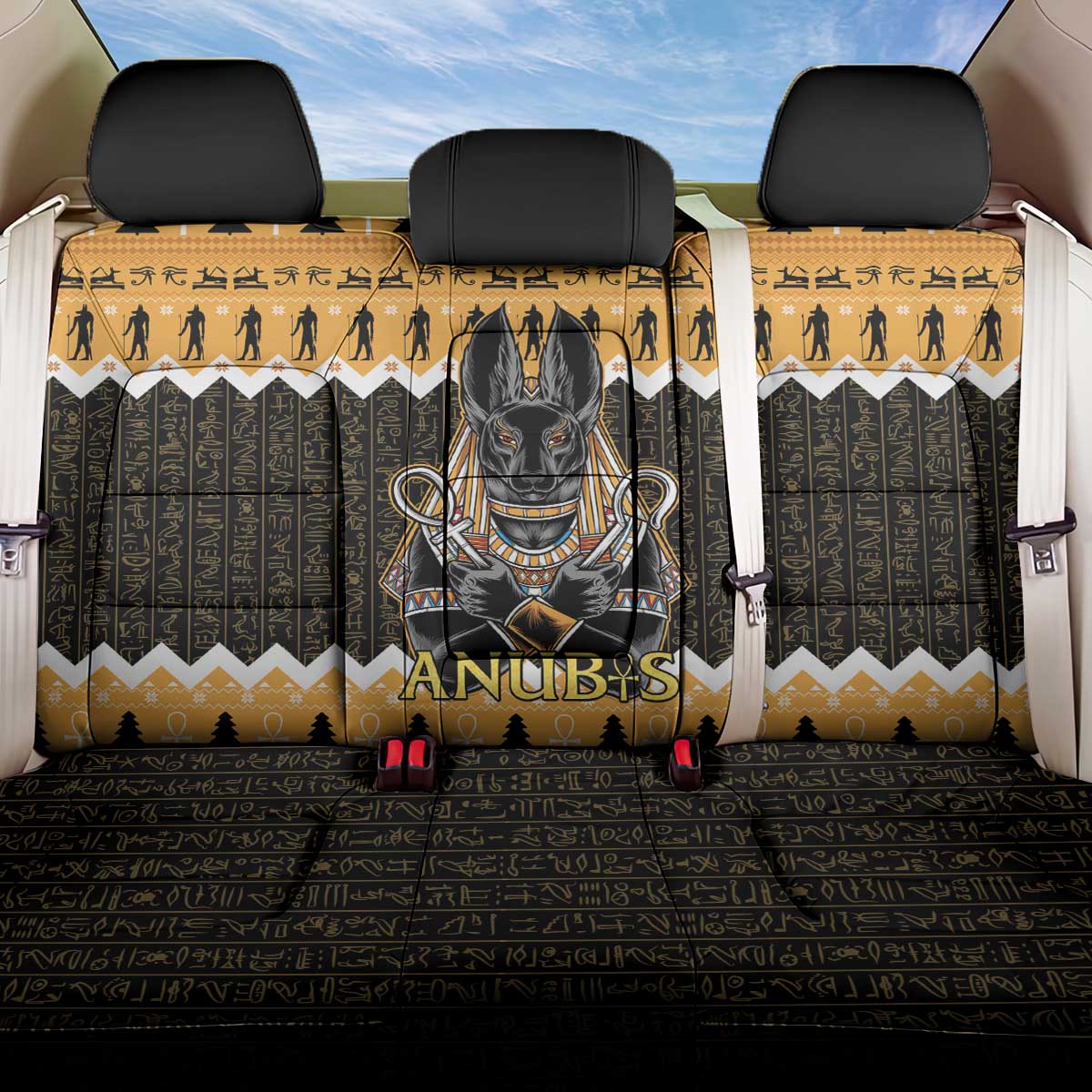 Afro Ancient Egyptian Back Car Seat Cover Anubis - Merry Christmas