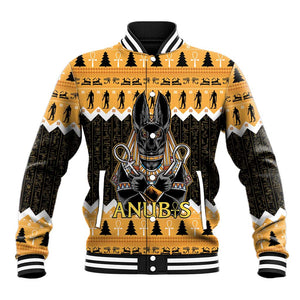 Afro Ancient Egyptian Baseball Jacket Anubis - Merry Christmas