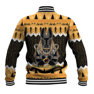 Afro Ancient Egyptian Baseball Jacket Anubis - Merry Christmas