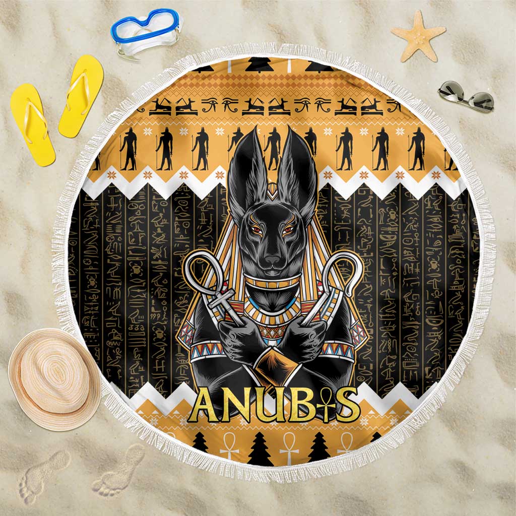 Afro Ancient Egyptian Beach Blanket Anubis - Merry Christmas