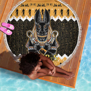 Afro Ancient Egyptian Beach Blanket Anubis - Merry Christmas