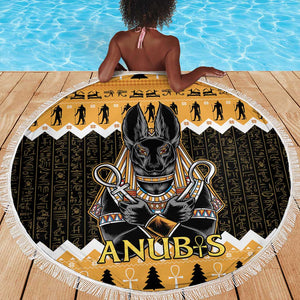 Afro Ancient Egyptian Beach Blanket Anubis - Merry Christmas