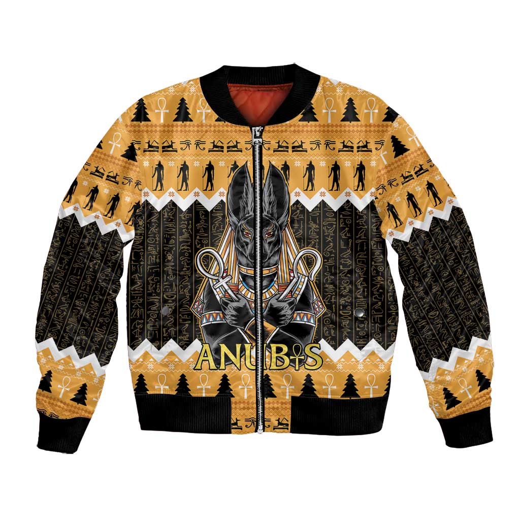 Afro Ancient Egyptian Bomber Jacket Anubis - Merry Christmas