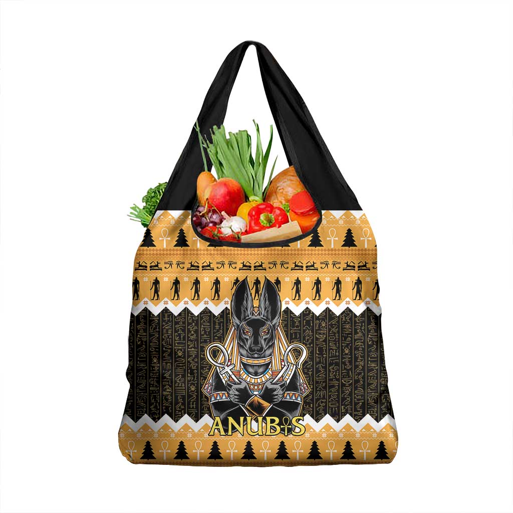 Afro Ancient Egyptian Grocery Bag Anubis - Merry Christmas