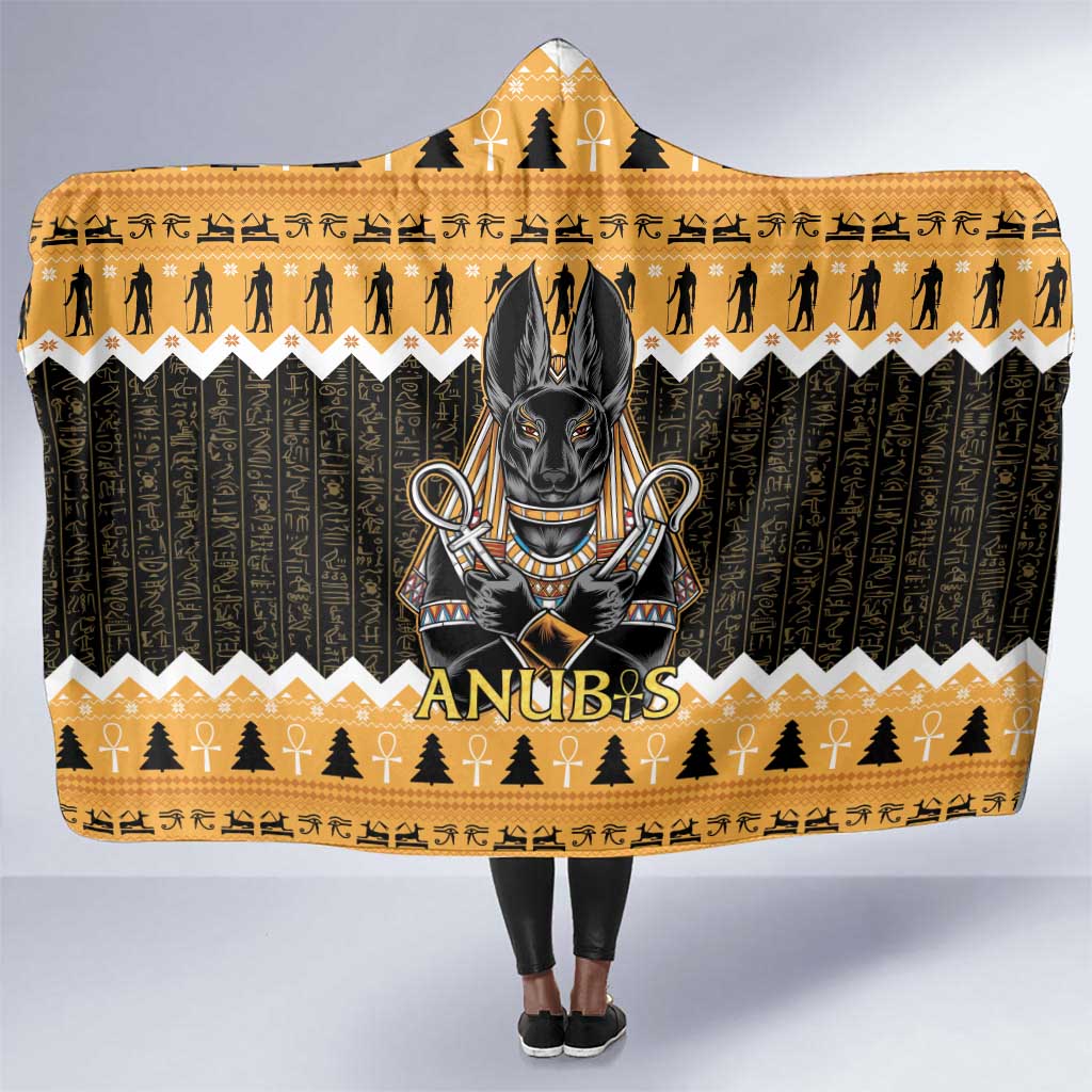 Afro Ancient Egyptian Hooded Blanket Anubis - Merry Christmas