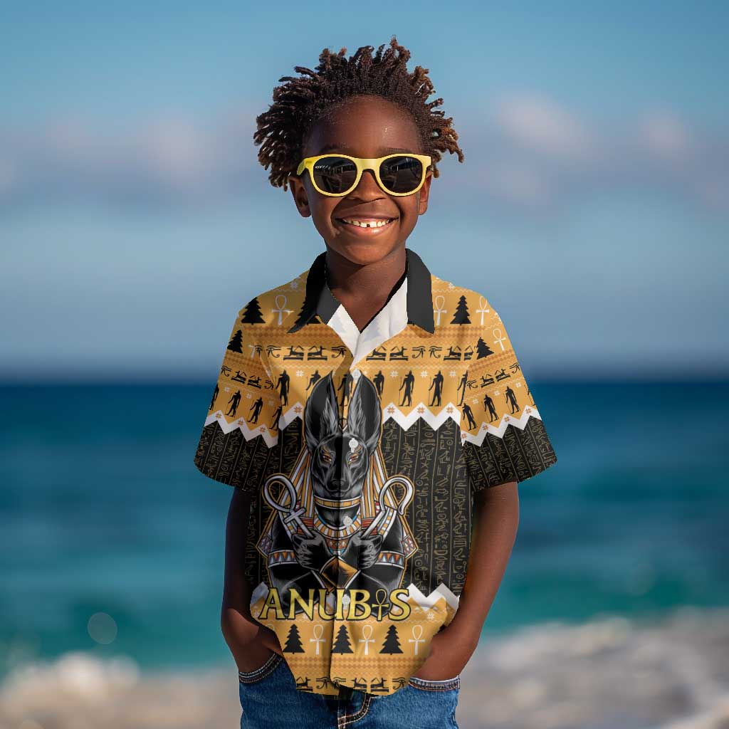 Afro Ancient Egyptian Kid Hawaiian Shirt Anubis - Merry Christmas