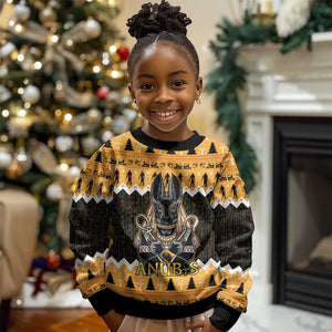 Afro Ancient Egyptian Kid Ugly Christmas Sweater Anubis Merry Christmas