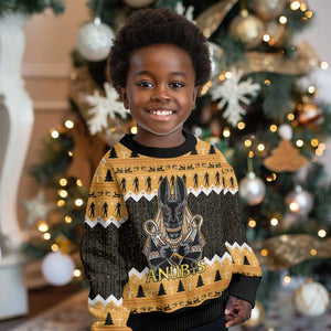 Afro Ancient Egyptian Kid Ugly Christmas Sweater Anubis Merry Christmas