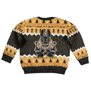 Afro Ancient Egyptian Kid Ugly Christmas Sweater Anubis Merry Christmas