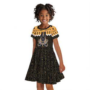 Afro Ancient Egyptian Kid Short Sleeve Dress Anubis - Merry Christmas