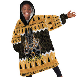 Afro Ancient Egyptian Kid Wearable Blanket Hoodie Anubis - Merry Christmas