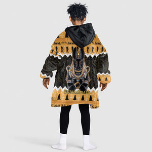 Afro Ancient Egyptian Kid Wearable Blanket Hoodie Anubis - Merry Christmas