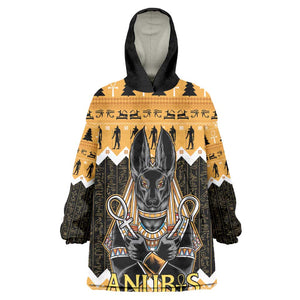 Afro Ancient Egyptian Kid Wearable Blanket Hoodie Anubis - Merry Christmas