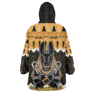 Afro Ancient Egyptian Kid Wearable Blanket Hoodie Anubis - Merry Christmas