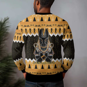 Afro Ancient Egyptian Ugly Christmas Sweater Anubis Merry Christmas