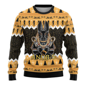 Afro Ancient Egyptian Ugly Christmas Sweater Anubis Merry Christmas