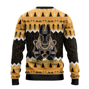 Afro Ancient Egyptian Ugly Christmas Sweater Anubis Merry Christmas