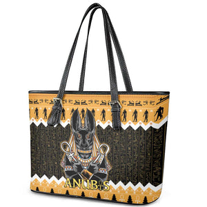 Afro Ancient Egyptian Leather Tote Bag Anubis - Merry Christmas