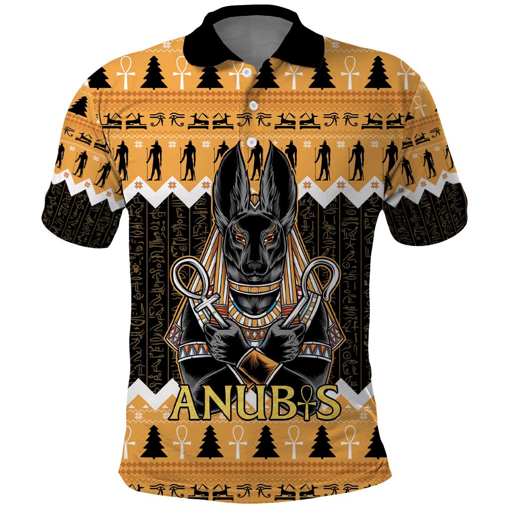 Afro Ancient Egyptian Polo Shirt Anubis - Merry Christmas