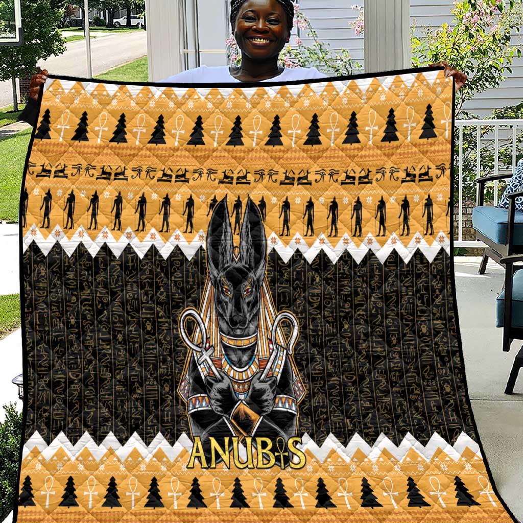 Afro Ancient Egyptian Quilt Anubis - Merry Christmas