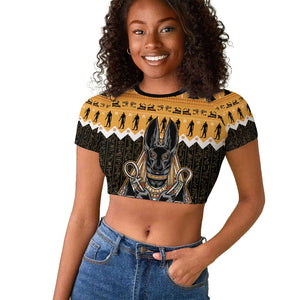 Afro Ancient Egyptian Raglan Cropped T shirt Anubis - Merry Christmas