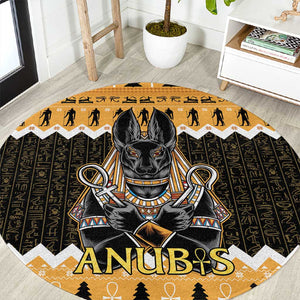 Afro Ancient Egyptian Round Carpet Anubis - Merry Christmas