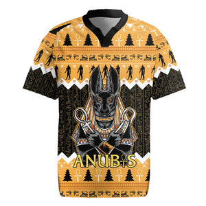 Afro Ancient Egyptian Rugby Jersey Anubis - Merry Christmas