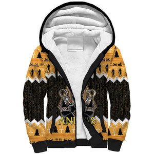 Afro Ancient Egyptian Sherpa Hoodie Anubis - Merry Christmas