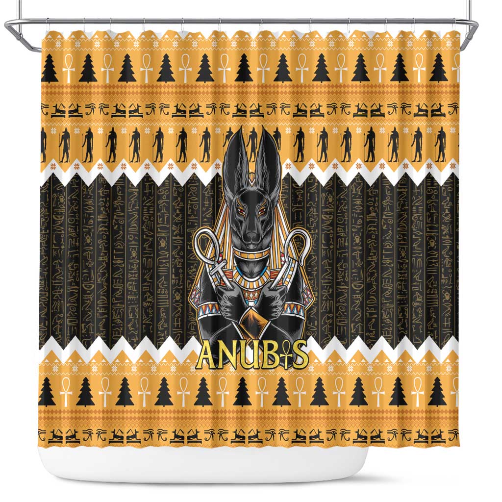 Afro Ancient Egyptian Shower Curtain Anubis - Merry Christmas