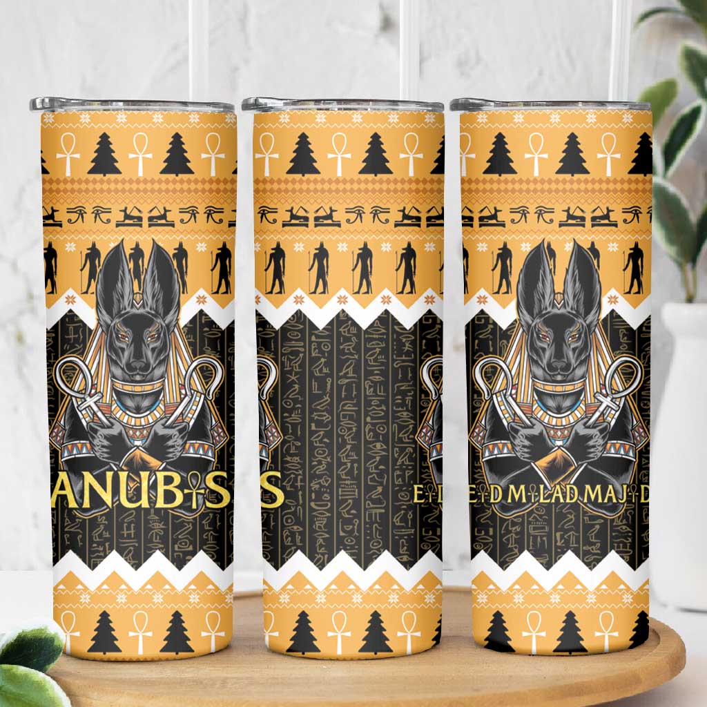 Afro Ancient Egyptian Skinny Tumbler Anubis - Merry Christmas