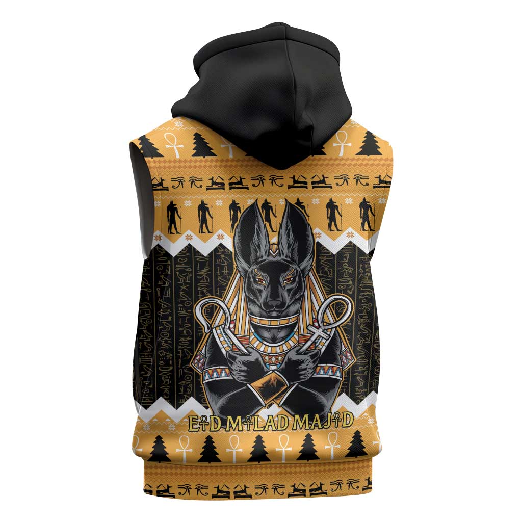 Afro Ancient Egyptian Sleeveless Hoodie Anubis - Merry Christmas - African Pride