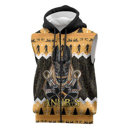 Afro Ancient Egyptian Sleeveless Zip Hoodie Anubis - Merry Christmas - African Pride