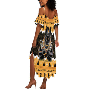 Afro Ancient Egyptian Summer Maxi Dress Anubis - Merry Christmas