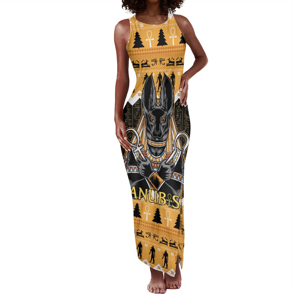 Afro Ancient Egyptian Tank Maxi Dress Anubis - Merry Christmas