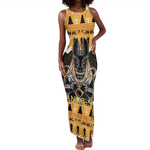 Afro Ancient Egyptian Tank Maxi Dress Anubis - Merry Christmas