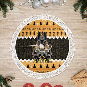 Afro Ancient Egyptian Tree Skirt Anubis Merry Christmas