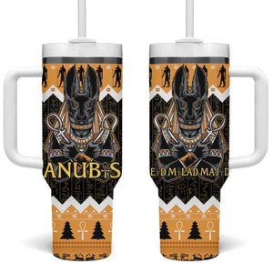 Afro Ancient Egyptian Tumbler With Handle Anubis - Merry Christmas